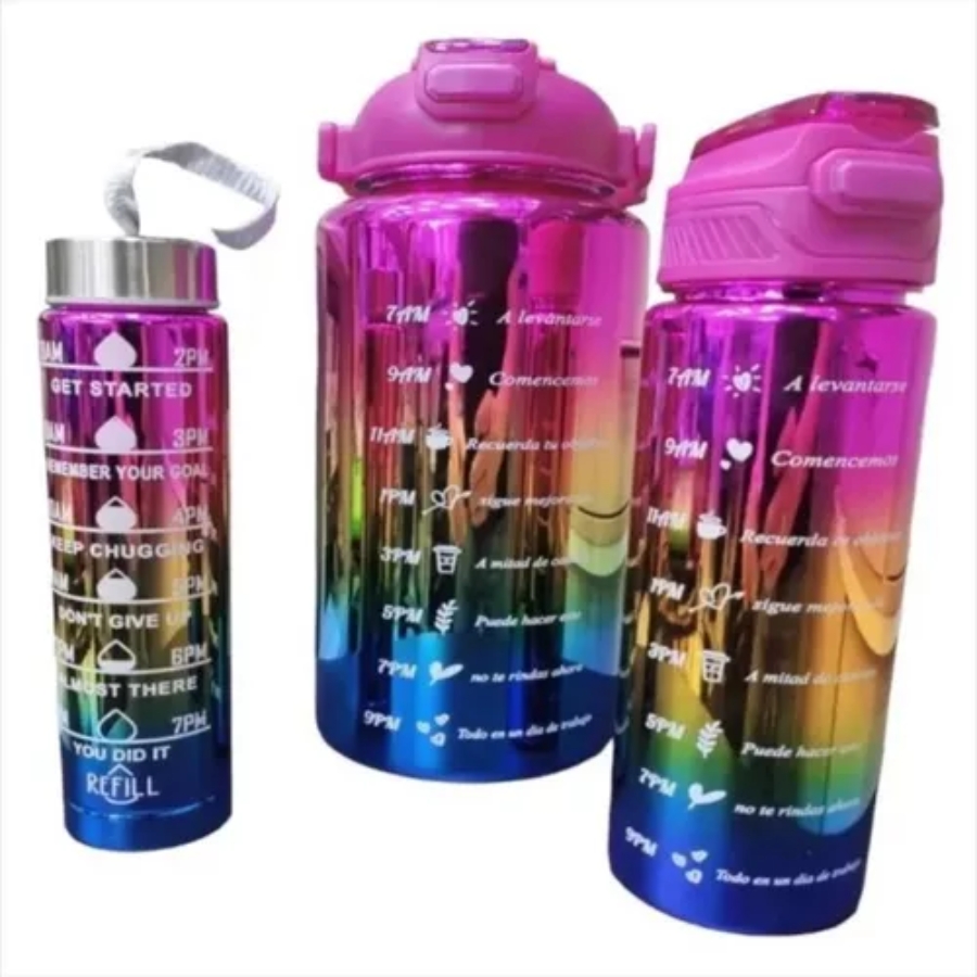 Miniatura 4 de Set X 3 Termos Botella De Agua Motivaci